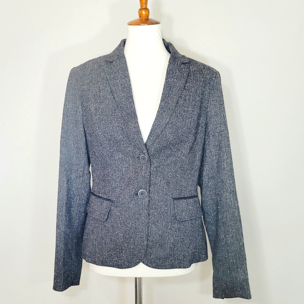 7th Avenue NY & Company Taylored Gray Herringbone Career Suite Jacket Blazer 8